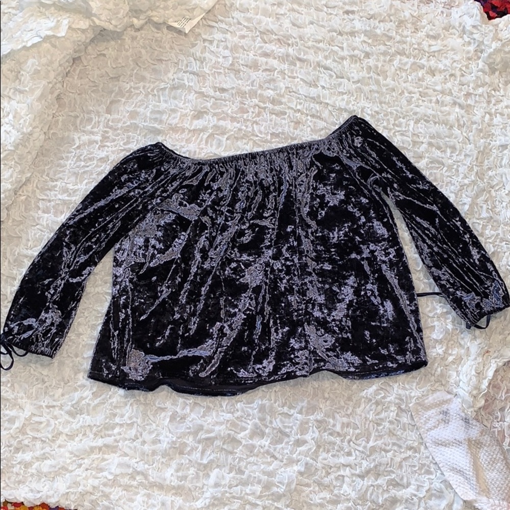 Off the shoulder velvet top